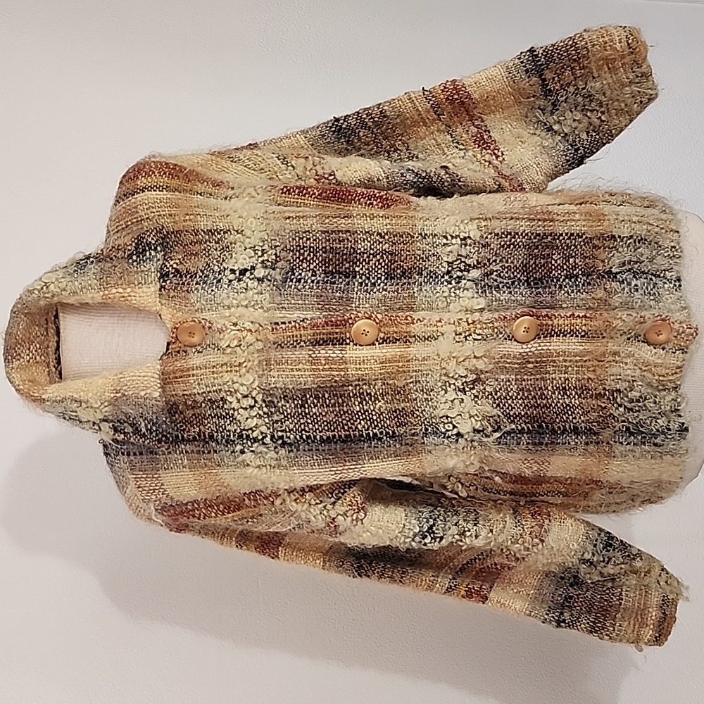 Elizabeth Jenkins Taos Jacket Plaid Wool Blend Artisan Tan Multicolor Size XL - Picture 12 of 16